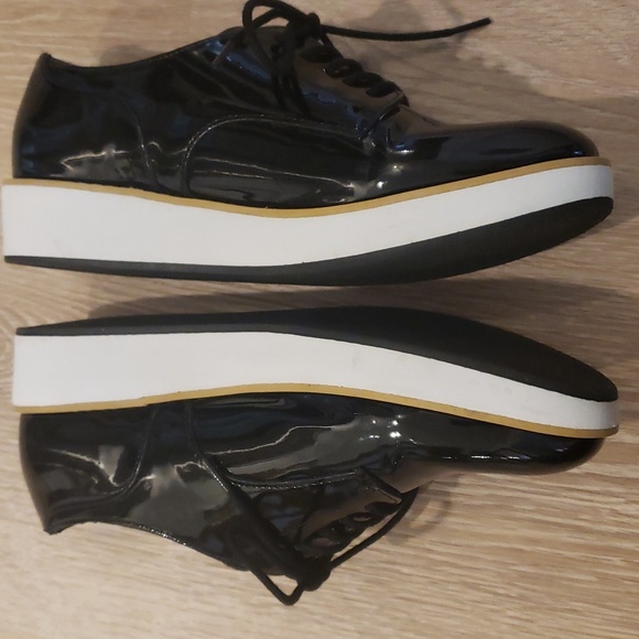 Steve Madden black leather Shoes with white sole Size 8 - Picture 9 of 11